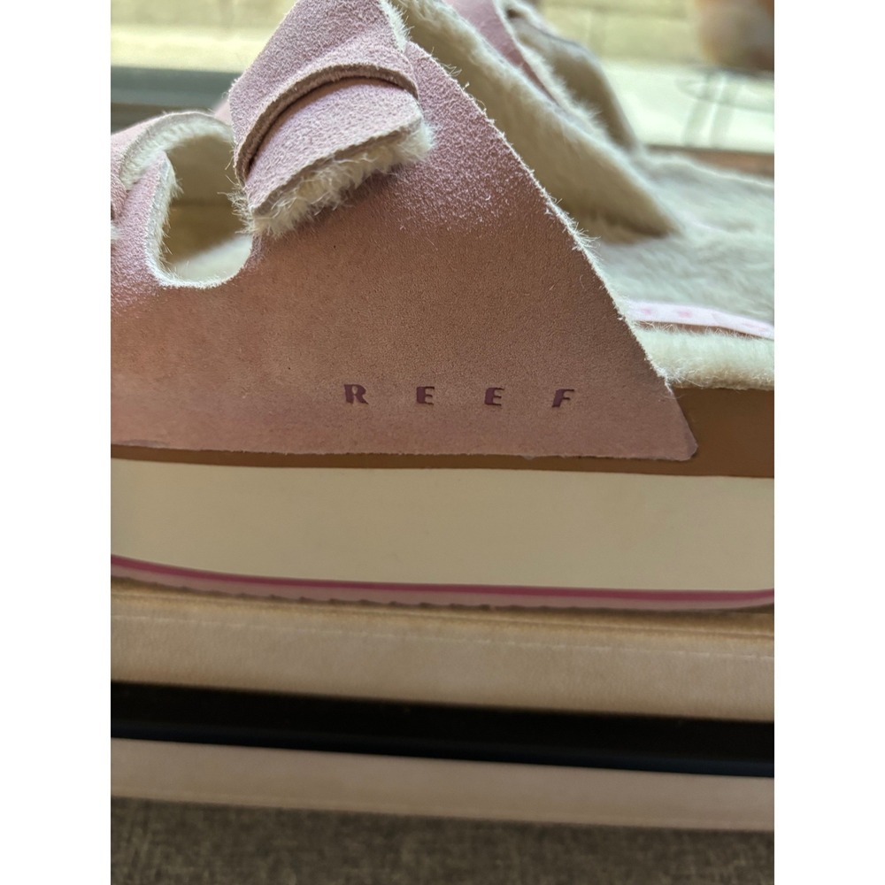 Reef Ojai Ciara Pink Suede Faux Shearling Platform Slide Sandals CJ7696 7 - Picture 3 of 9